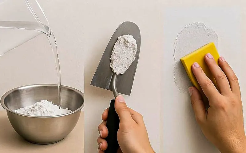 آموزش گام به گام ساخت بتونه دیوار با پودر مل گل مل و چسب